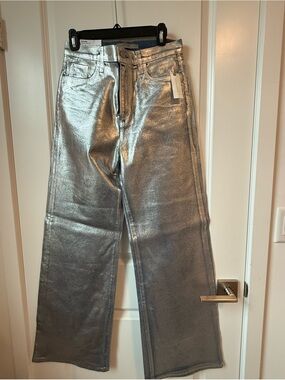 Joes jeans The Mia Women’s Metallic Silver Wide-Leg Jeans size 29